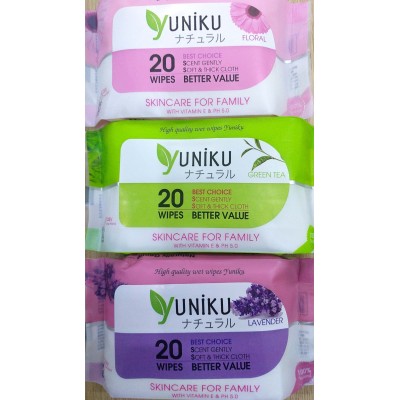 20 SHEETS WET WIPES YUNIKU