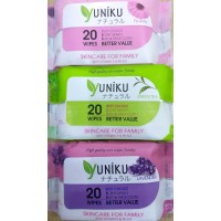 20 SHEETS WET WIPES YUNIKU